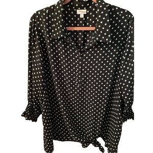 White & Green Polka Dot Tie Blouse Plus Size 26/28W